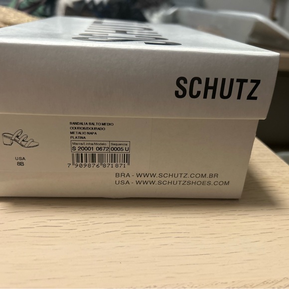 Schutz Olly Block Heel Metallic Sandals - Picture 5 of 5